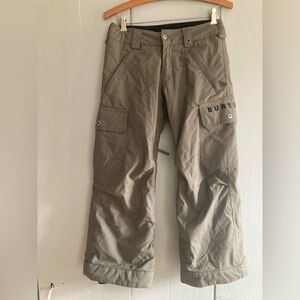 Burton DryRide Snow Pants Kids Small 7/8 Khaki Waterproof Adjustable waist